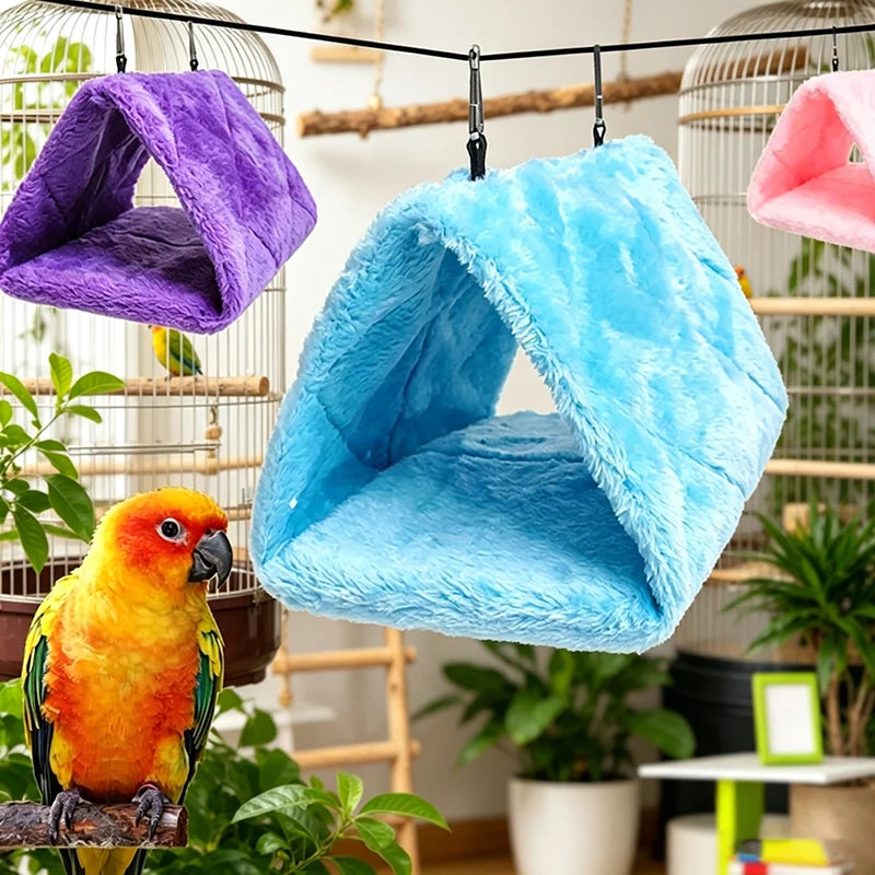 Bird Bed Winter Pet Bird Parrot Cages Warm Plush Hammock Hut Tent Bed Hanging Cave for Sleeping and Hatching Bird Accessories
