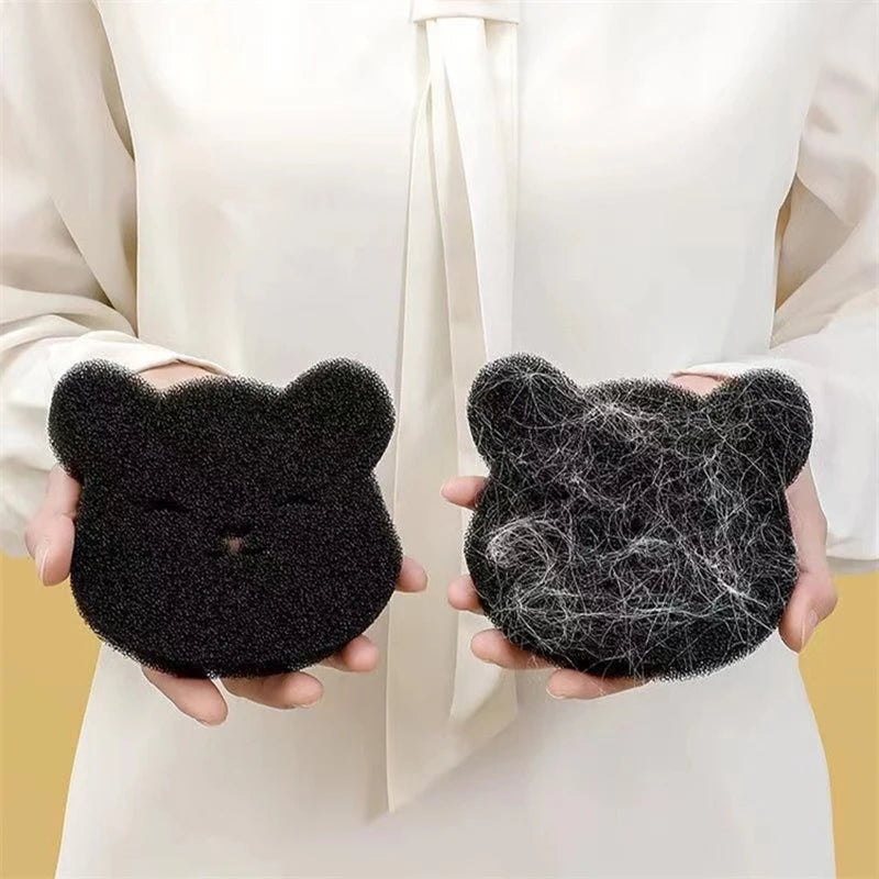 4/2 Sets of Household Pet Hair Remover, Bear-Shaped Adhesive Sponge for Washing Machine, Reusable, Suitable for Washing Machine and Dryer, Black