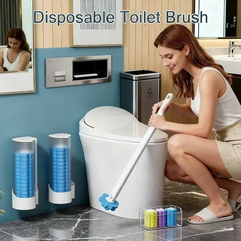 24PCS Disposable Toilet Brush Heads Toilet Bowl Wand Refills Bowl Cleaners Scrubbing Pads for Bathroom Toilet Household Cleaning