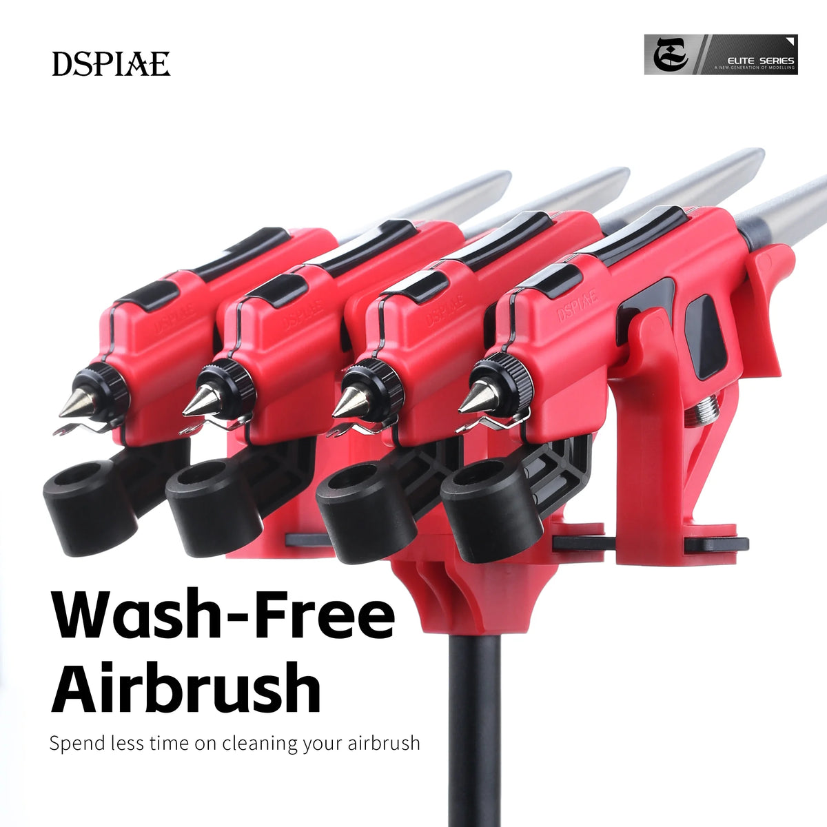 【DSPIAE PT-AB】Wash-Free Airbrush with Marker Rack for Scale Model Painting Quick Color Change Hobbyist DIY Craft Tools
