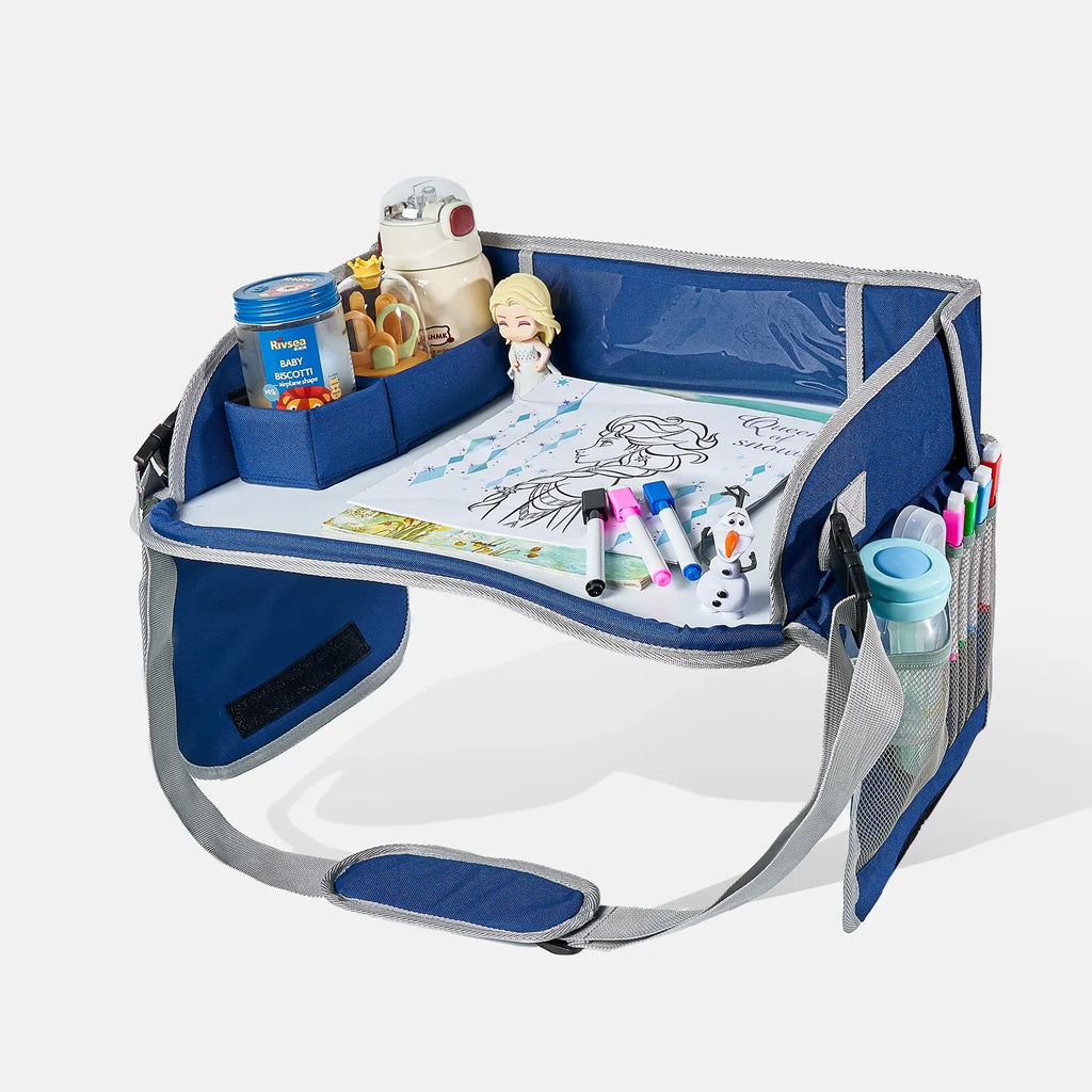 Baby Kids Car Seat Travel Portable Drawing Board Waterproof Safety Seat Play Snack Draw Table Organizer Storeage Table