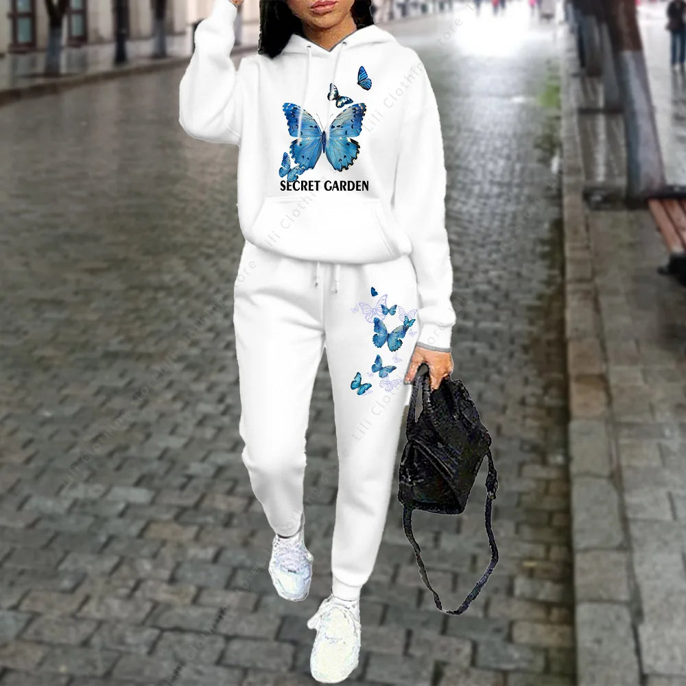 Autumn Winter Women Tracksuit Hoodies Pants Two Piece Sweatshirt Sweatpant Jogging Sports Suit Outfits Woman Clothing Aesthetic