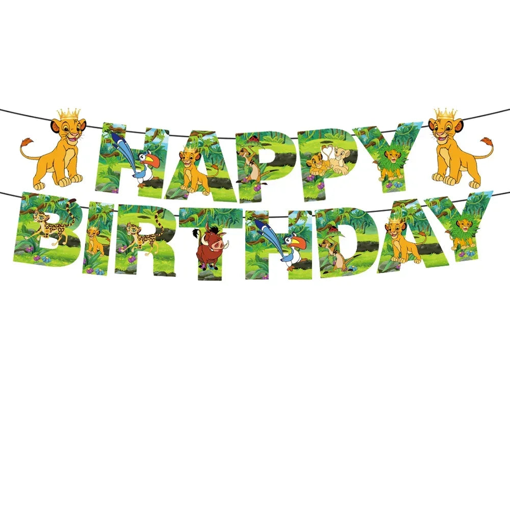Simba Lion King Birthday Party Decorations Disposable Tableware Balloon Tablecloth Napkin Cup Cake Topper for Kids Baby Shower