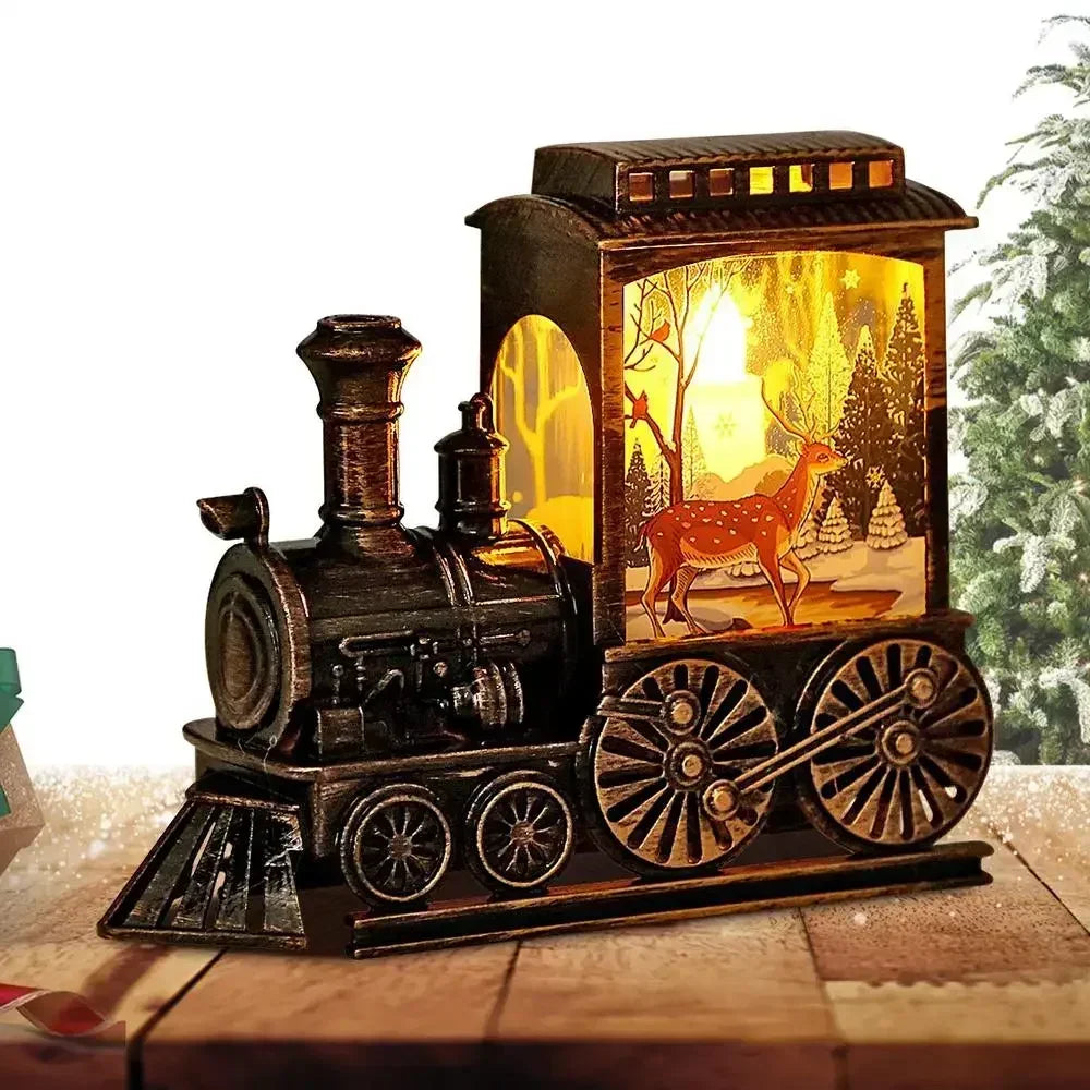 Christmas Gift Christmas Crystal Ball Ornaments LED Lights Train Santa Claus Merry Christmas Decoration for Home Party Xmas