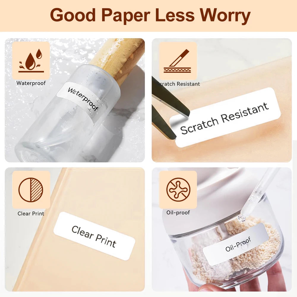 Niimbot D11/D101/D110 Mini Portable Printer White Tape Sticker Papers Waterproof Anti-Oil No Glue Thermal Label Printer Rolls