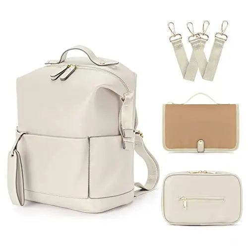 New 6 Types PU Leather Mommy Bag Large Capacity Backpack for Mom Infant Baby Stroller Bag with Changing Pad for Mom Baby Nursing
