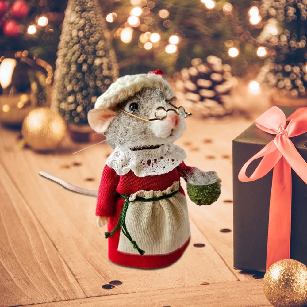 Christmas Needle Felted Mouse Ornament – DIY Handmade Wool Mouse Decoration for Home & Tree