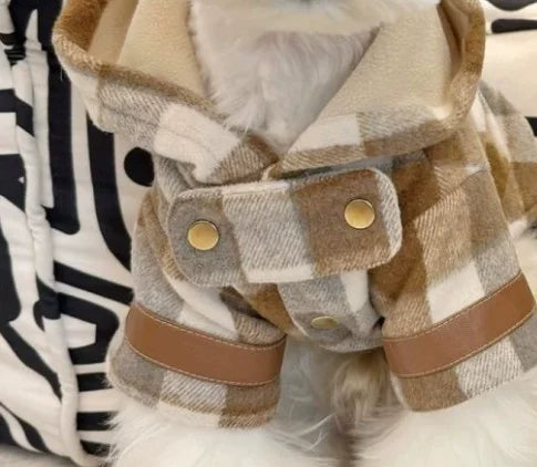 Pet Autumn and Winter Hooded Woolen Coat, Dog Autumn and Winter Warm and Thick Teddy Coat, Puppy Clothes