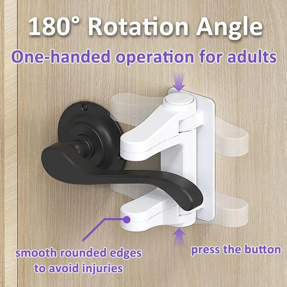 Door Lever Lock Child Proof, Door Handle Baby Proof No Drilling, 3M Adhesive Child Safety Cabinet Locks for Doors Simple Install