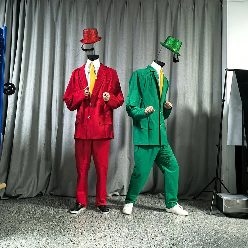 Adult Halloween No Head Red Green Blue Suit Festival Parade Party Outfit Men Stage Performance Wear 2025 Magic Show Clothes
