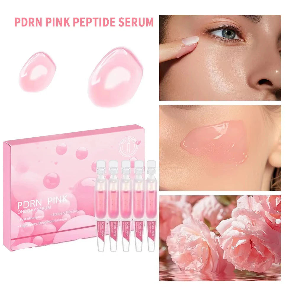10Vials/Box PDRN Pink One Day Serum Firming Hydrating Ampoule Oil Control Pore Refining Smoothing Skin Rejuvenation Essence