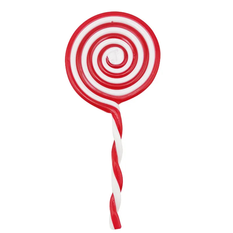 16cm Longth Candy Simulation Red And White Plastic Lollipop Merry Christmas Tree Home Decorations New Year Small Accessories