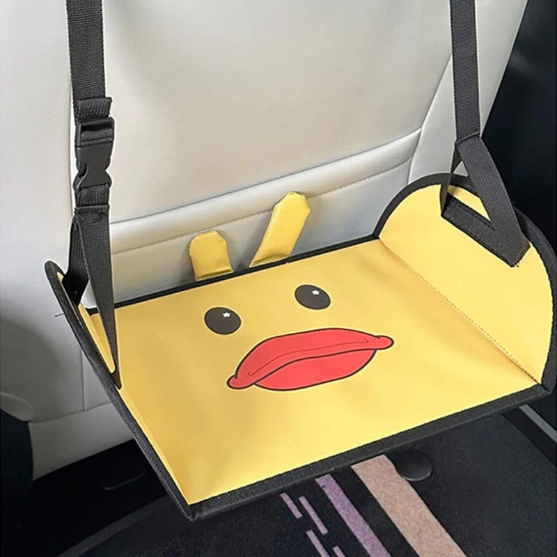 Kids Cartoon Car Seat Foot Support Universal Bear Car Travel Rest Foot Mat Portable Auto Backseat Suspension Hammock Footstool
