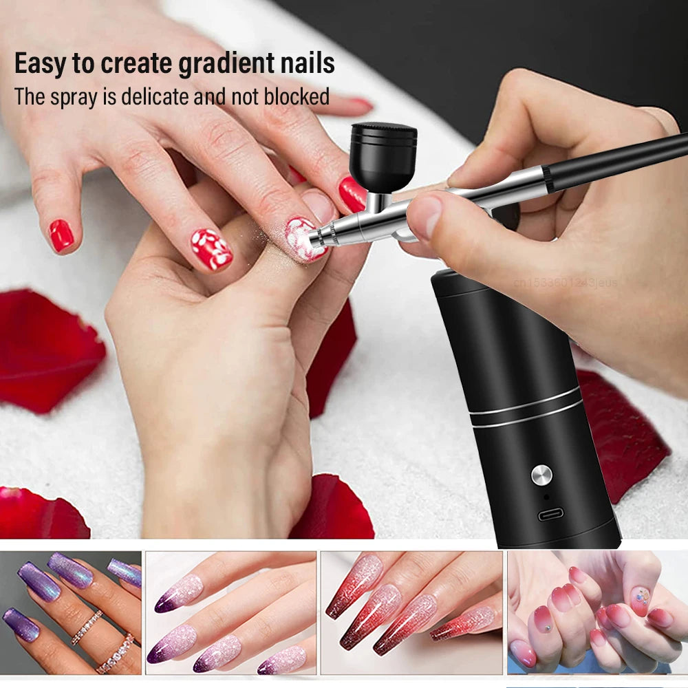 Airbrush Nail With Compressor Portable Air Brush Nails Compressor for Nail Art Paint Painting Crafts Airbrush Compressor Kit