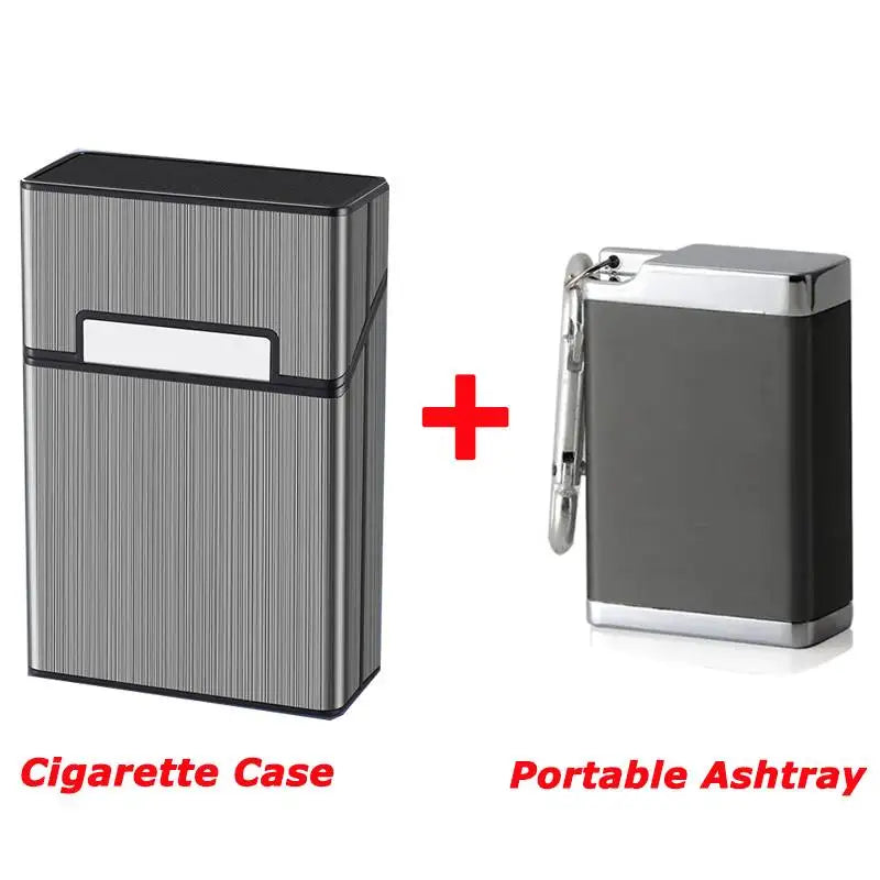 Portable Cigarette Case Metal Smoking Cigarette Box 20pcs Capacity Tobacco Holder Cigarettes Pack Cover Storage Box Men's Gadget