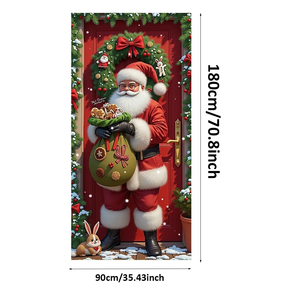 Christmas Door Hanging Banner Merry Christmas Decoration For Home  Navidad Christmas Wall stickers Xmas Gift New Year