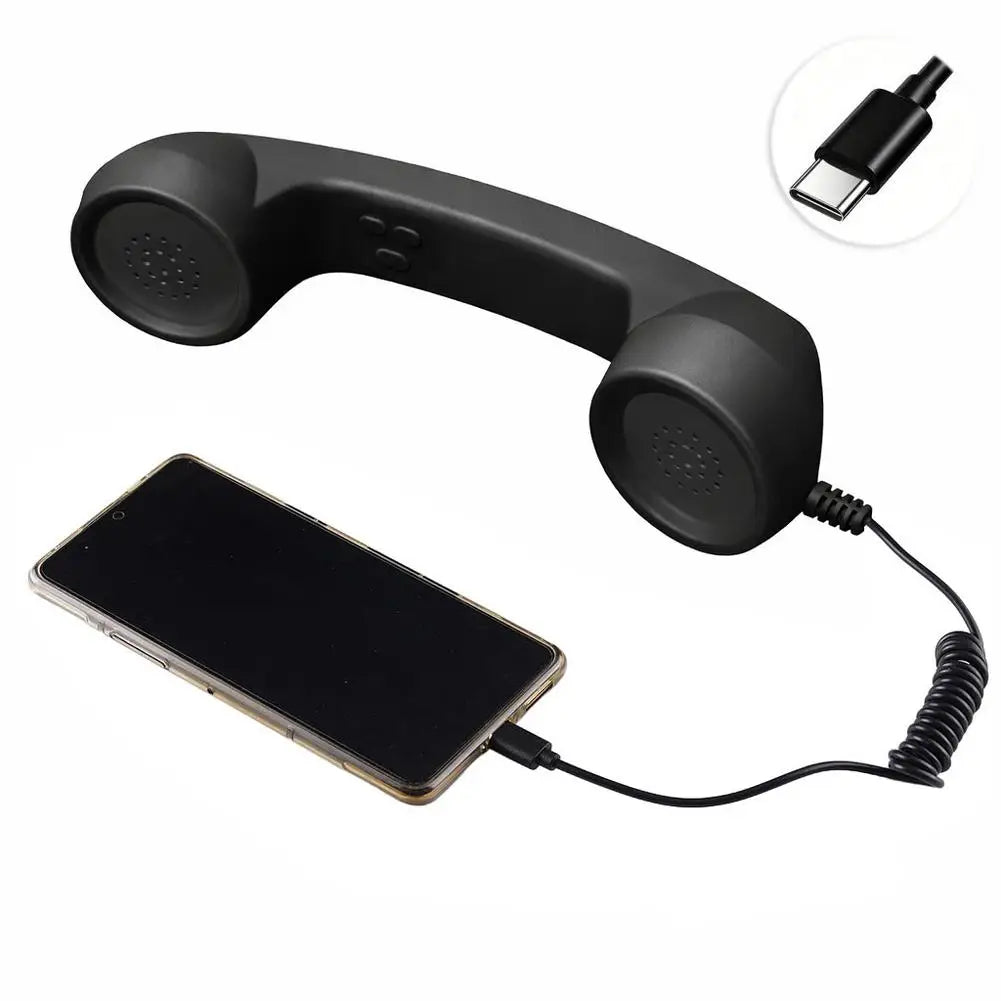 Retro Telephone Handset Receiver Type C 3.5mm Direct Plug Handheld For Mobile Phones PC Computer