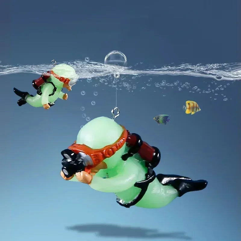Mini Floating Diver Aquarium Ornaments Fish Tank Decoration Luminous Green Cute Small Floating Ball Aquarium Accessories Acuario