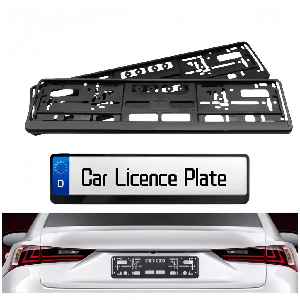 2Pcs Black EU Standard License Plate Holder Bracket Frame Anti-corrosion Waterproof Durable Car Auto Accessories Mount Cover