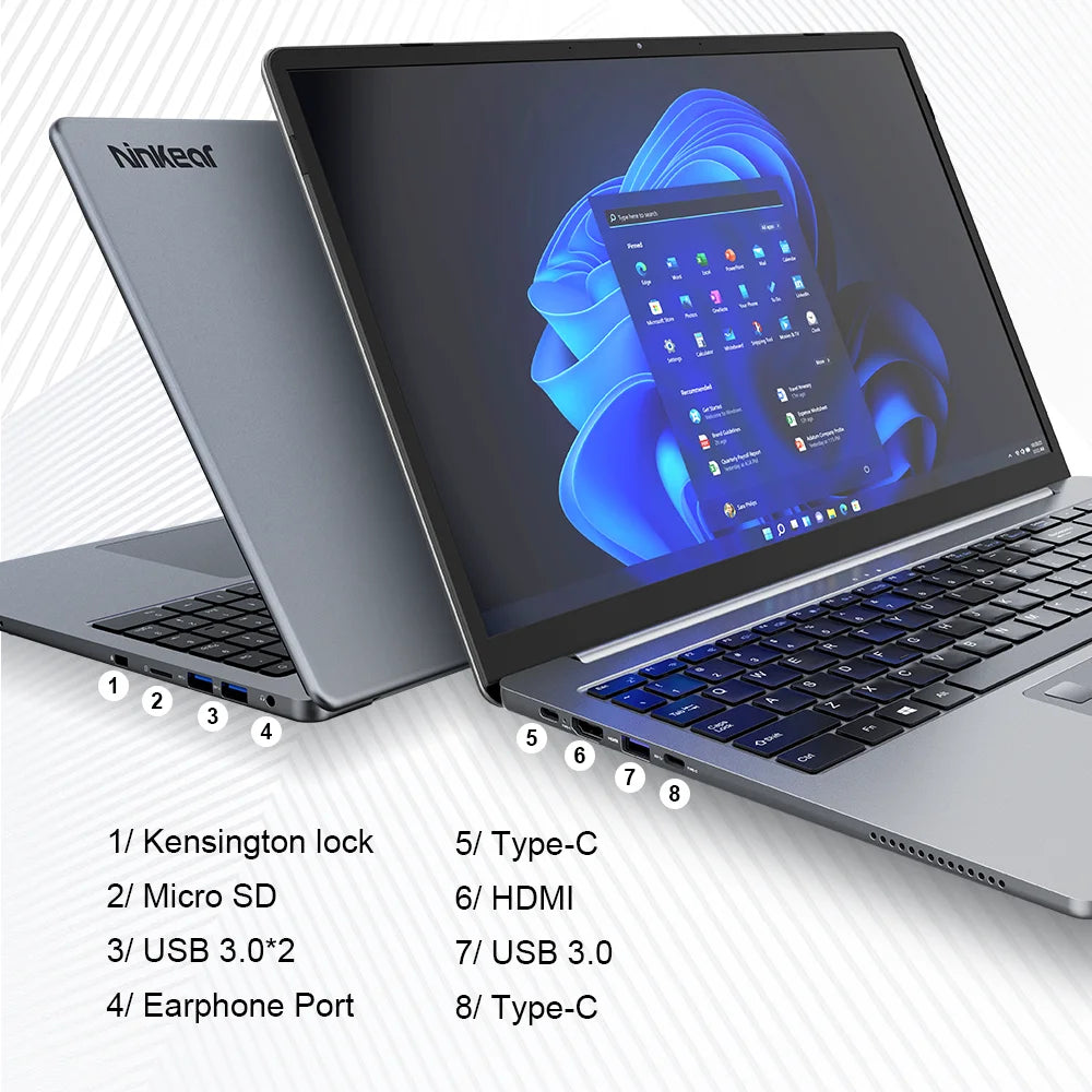 Ninkear A15 Pro Laptop AMD Ryzen 5 5500U 16GB RAM 1TB SSD 16 inch 2.5K 120Hz IPS Metal Body Windows 11 WiFi6 Fingerprint Business Office Gaming Notebook Portable Computer