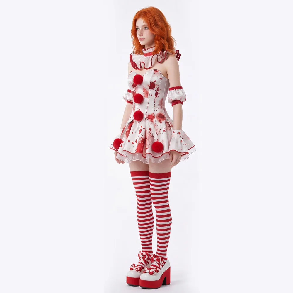 Halloween Scary Clown Dress Cosplay Costume Horror Joker Outfit For Themed Party Gathering Role Play