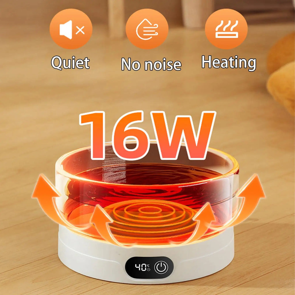 Heated Cat Dish 4 Temperature Settings Winter Pet Drinking Plate Thermal Heated Water Bowl for Chickens Ducks Birds Animals