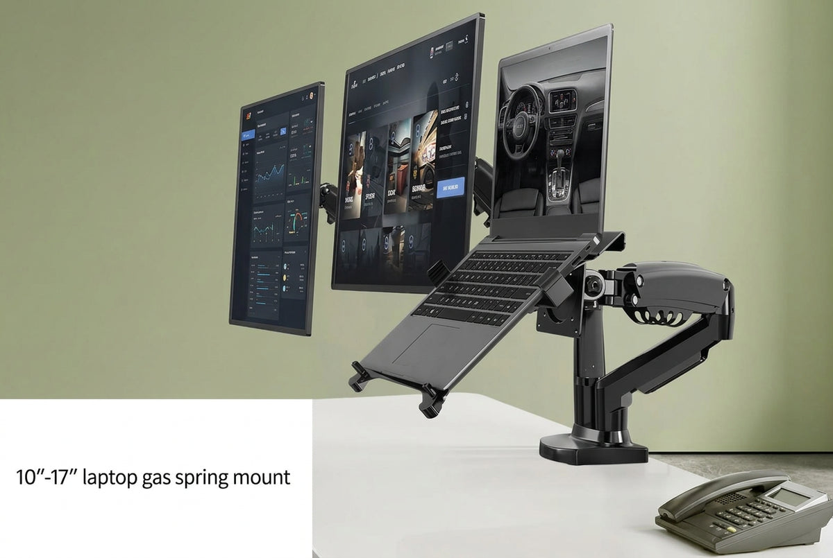 NB F160 10-17.3' Laptop Mount 360 Rotate 10-27' Air Press Full Motion Gas Strut LCD TV Table Screen Stand Monitor Desk Support