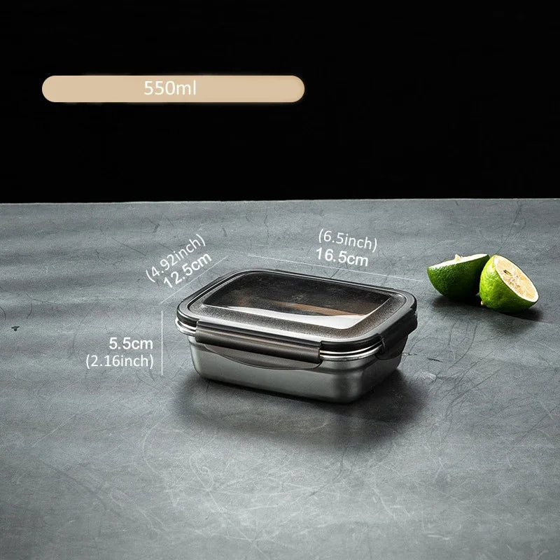1x Lunch Box Bento Box 304 Stainless Steel Family Refrigerator Food Storage Containers Portable Outdoor Lunch Boxes 7 Sizes