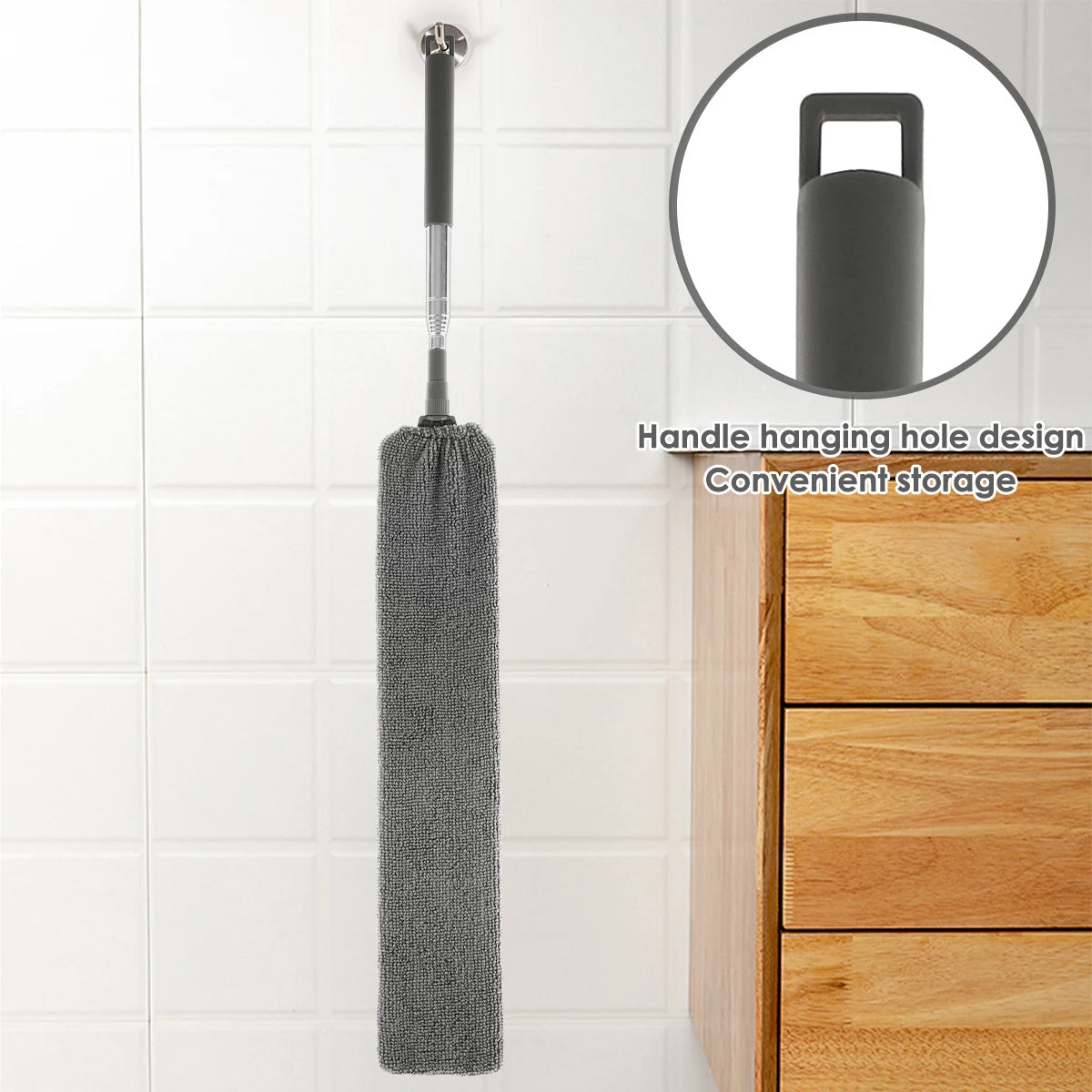 Gap Dust Cleaner Retractable Microfiber Gap Dust Brush Flexible Long Flat Gap Duster with Extendable Pole and Cloth Cover