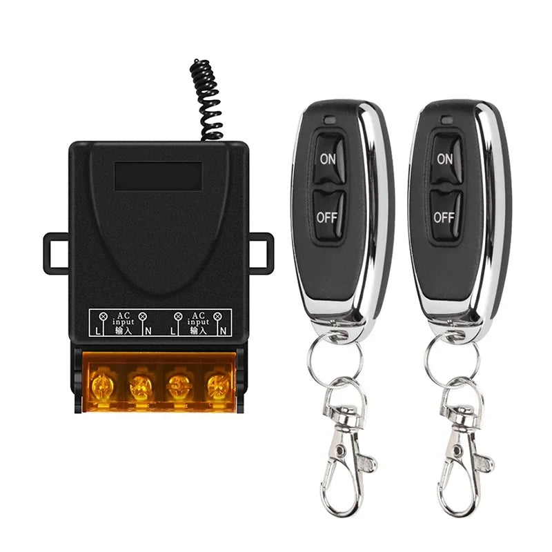 433Mhz Wireless Remote Control Switch AC 110V 220V 10A Relay 1CH Receiver Controller and 2botton RF 433 Mhz Transmitter