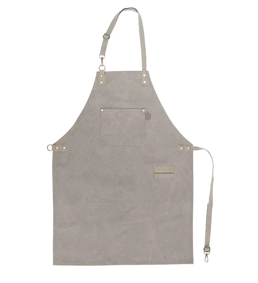 Grembiule da cucina in tela resistente, grembiule da lavoro da barbiere, unisex, con cinghie incrociate regolabili, grembiule con pettorina in ecopelle per parrucchiere da uomo