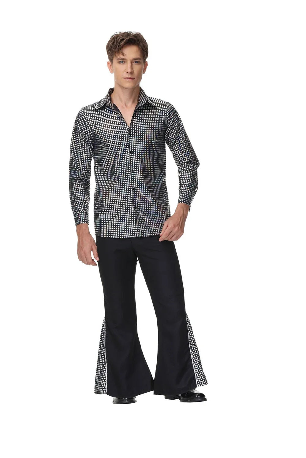 Halloween Hippie Costumes Set 70s 80s Cosplay Men Fancy Disguise Costume Carnival Party Vintage Rock Disco Night Club Clothes