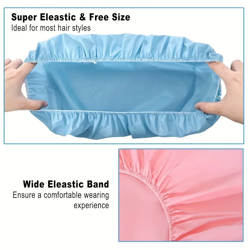 Cuffia doccia antiscivolo in plastica riutilizzabile, cuffia per capelli da bagno con elastico