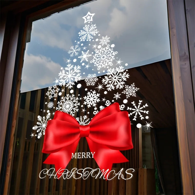 Christmas Stickers Merry Christmas Tree Stickers Are Static and Adhesive Free, Easy to Tear Off and Leave No Residue