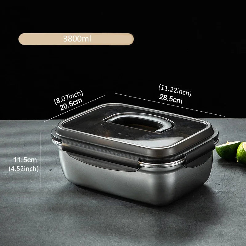 1x Lunch Box Bento Box 304 Stainless Steel Family Refrigerator Food Storage Containers Portable Outdoor Lunch Boxes 7 Sizes