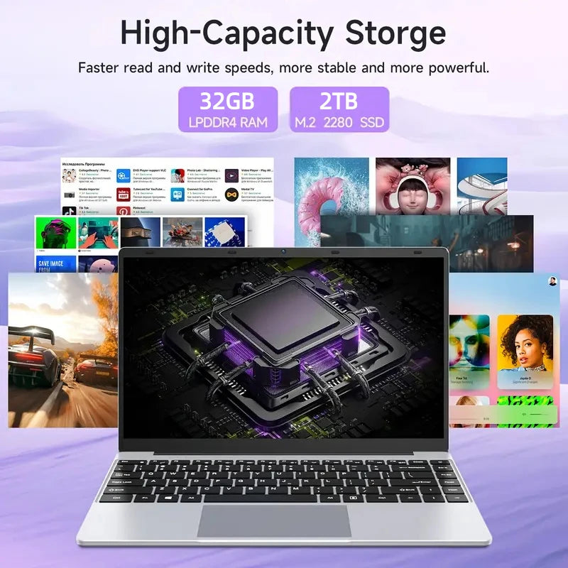 ultra-thin Laptop Intel Core i3 6th Processor 32GB RAM 1TB 2TB SSD 14.1 Inch Office Study Gamer Windows 11 Portable Notebook