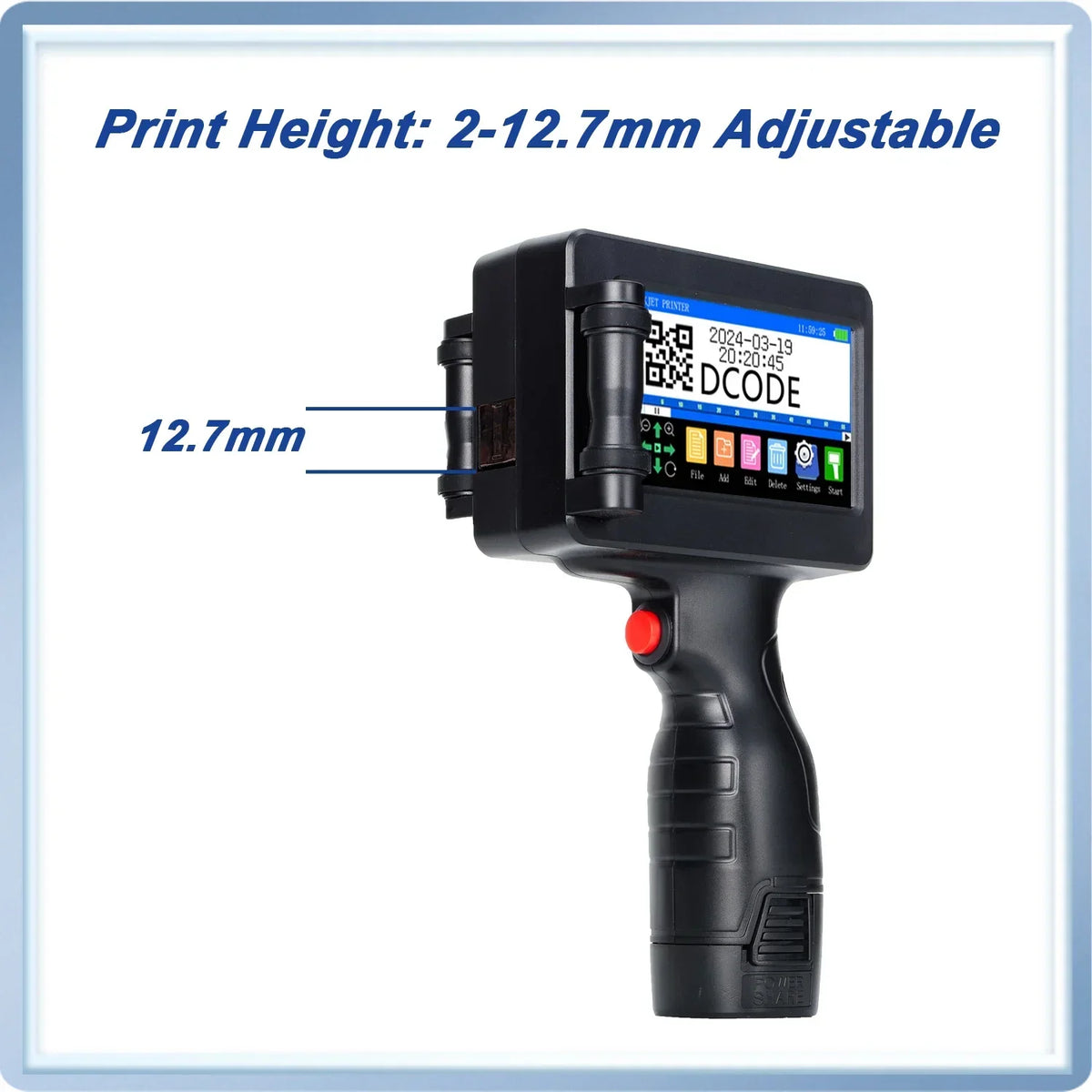 DCODE 1755PLUS Stampanti portatili da 12,7 mm Stampante a getto d'inchiostro portatile Testo QR Codice a barre Numero lotto Logo Immagine Data Macchina da stampa