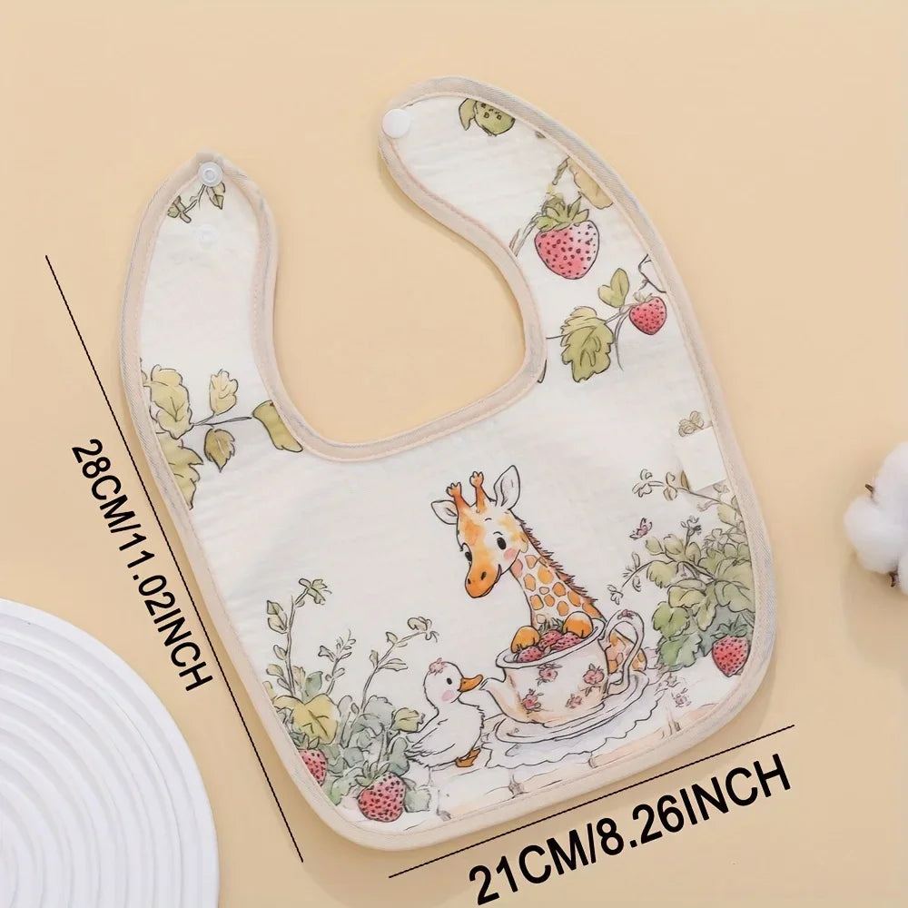 Baby gauze bib, waterproof cartoon saliva towel, children's and baby products, baby meal bag bib