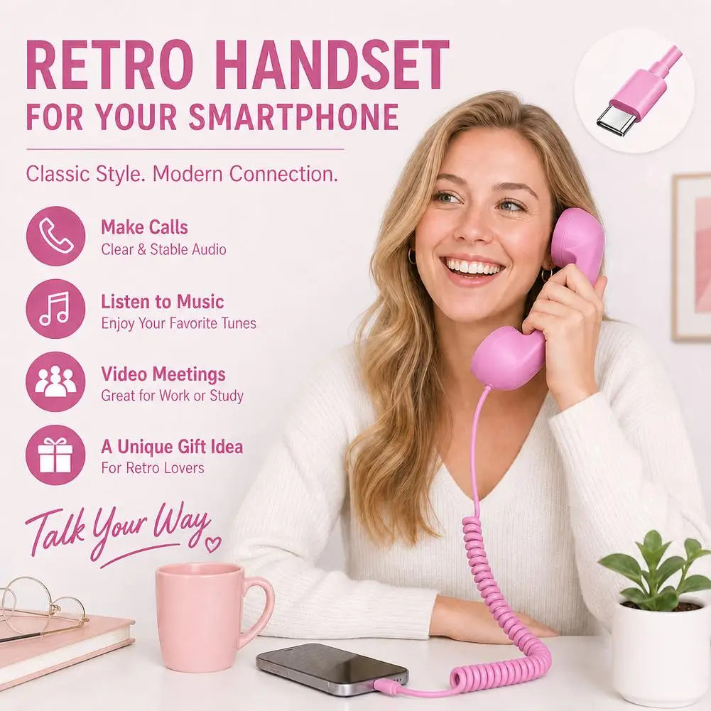 Retro Telephone Receiver Type-C 3.5mm Microphone Handset Directly Plug Into Mobile Phone Handset For Mobile Phones
