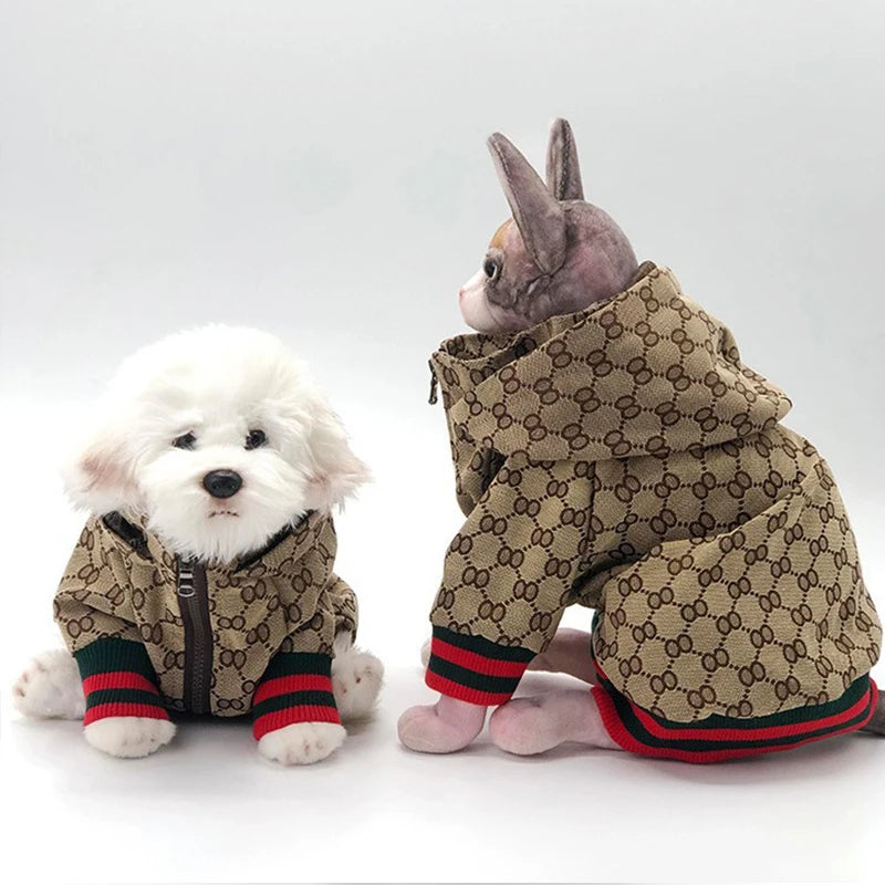 Autunno Inverno Fantasia 8 Giacca per animali domestici Vestiti per gattini Cappotto per cuccioli Bulldog Corgi Cane Moda Giacca a vento Designer Abbigliamento di lusso per cani