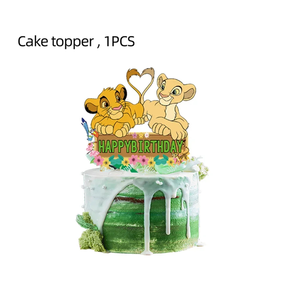 Simba Lion King Birthday Party Decorations Disposable Tableware Balloon Tablecloth Napkin Cup Cake Topper for Kids Baby Shower