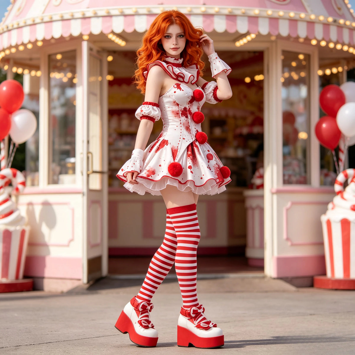 Halloween Scary Clown Dress Cosplay Costume Horror Joker Outfit For Themed Party Gathering Role Play