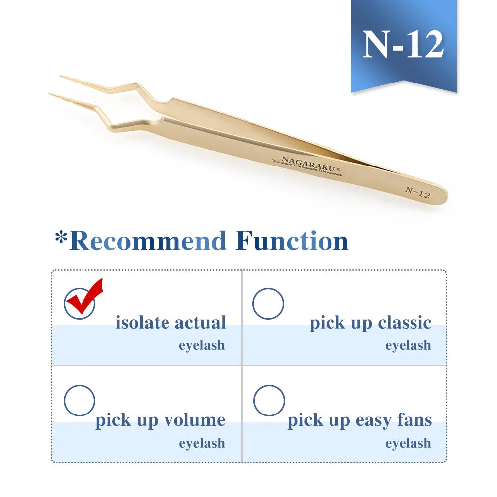 NAGARAKU Stainless Steel Straight Curved Nail Volume Eyelash Accurate Tweezers Nippers Pointed Clip Set Makeup Tools