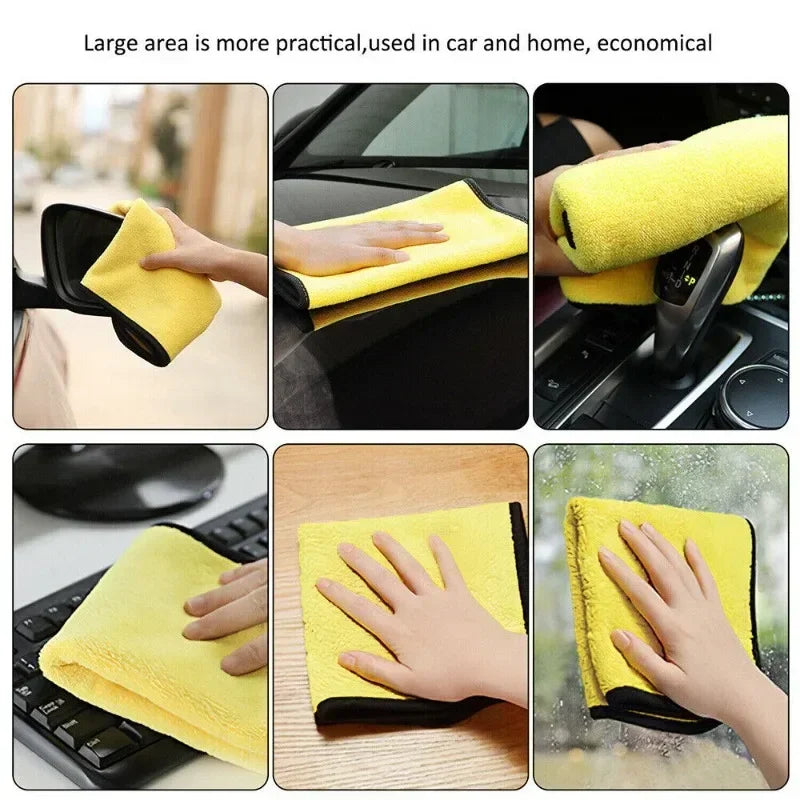 1-10Pcs Microfiber Cleaning Towels Thickened Double Layer Car Wash Drying Towel Home Windows Glass Cleaning Cloth Kitchen Towels