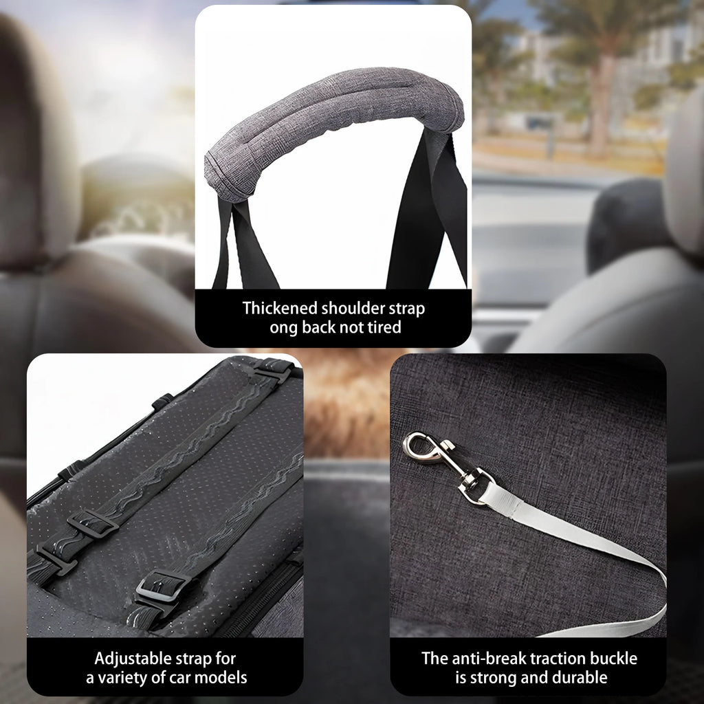 Grey Square Center Console Pet Nest All Season Universal 2 In 1 Car Dog Booster Seat Adjustable Shoulder Strap Removable Washable Car Armrest Pet Carrier Outdoor Hiking Travel Small Dog Cat Auto Safety Bed Pet Accessor