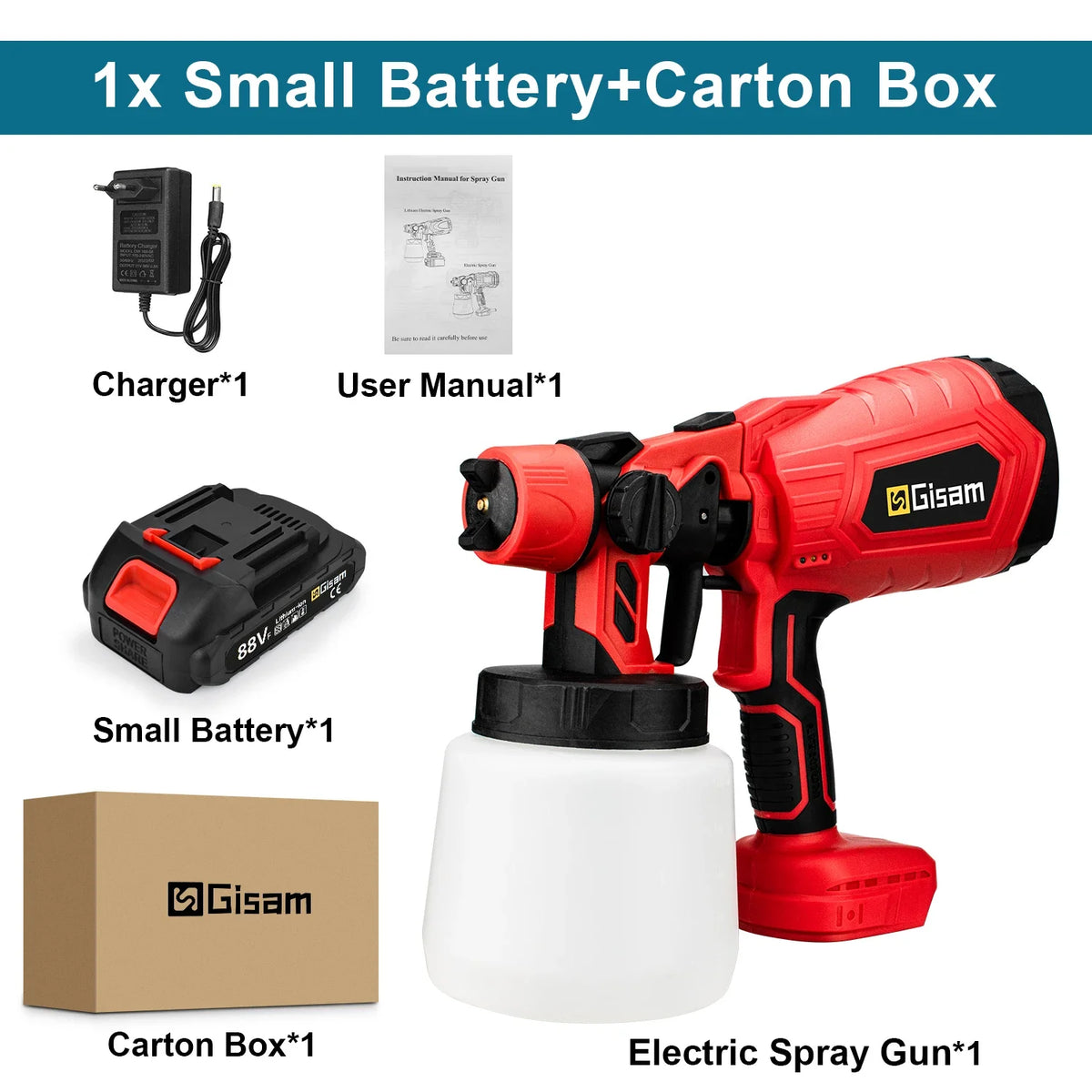 Gisam 1000ML Electric Spray Gun Home Cordless Paint Sprayer HVLP Auto Furniture Steel Coating Airbrush For Makita 18V Battery Pi