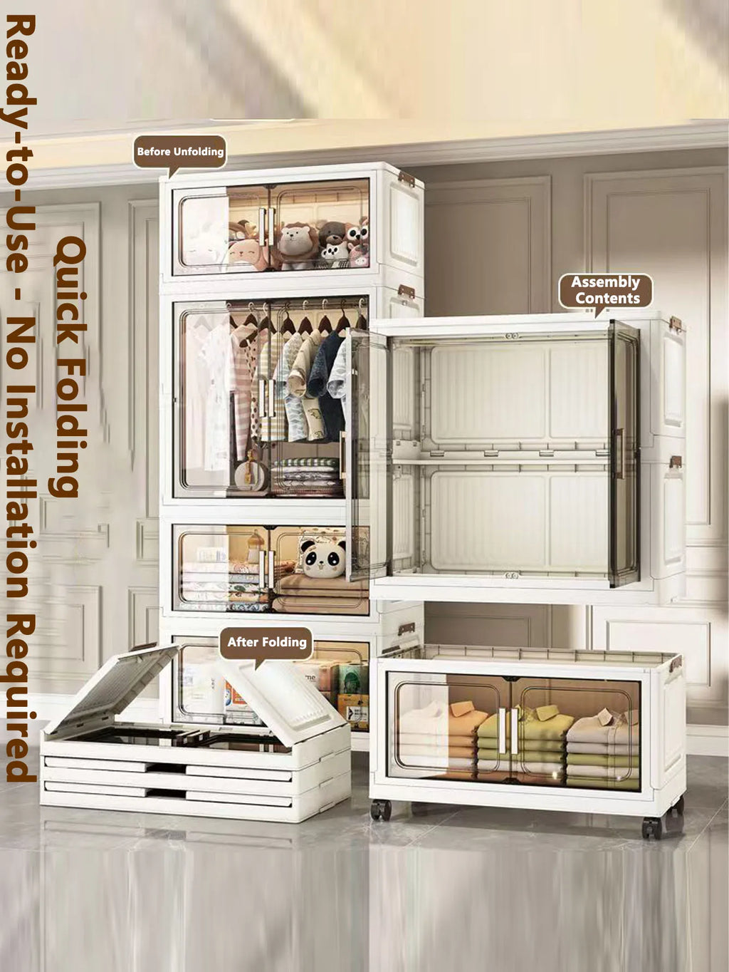 Thickened Multi-Layer Plastic Storage Cabinet for Home Bedroom Baby Closet Organizer No Installation Needed for Snacks And Toys
