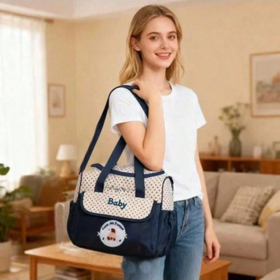 Fashionable Printed Cartoon Multifunctional One Shoulder Mommy Bag Portable Lightweight Diagonal Diaper Bag