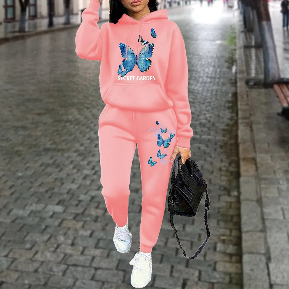 Autumn Winter Women Tracksuit Hoodies Pants Two Piece Sweatshirt Sweatpant Jogging Sports Suit Outfits Woman Clothing Aesthetic