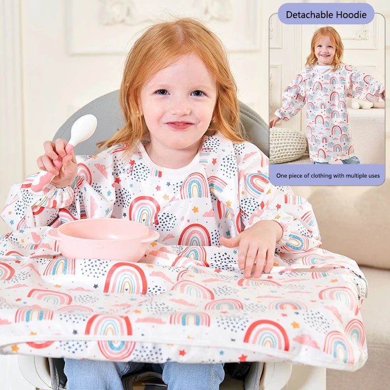 Baby Bibs Art Drawing Apron Toddlers Reverse Long Sleeve Waterproof Smock Boys Girls Bib Kindergarten Children Feeding Aprons